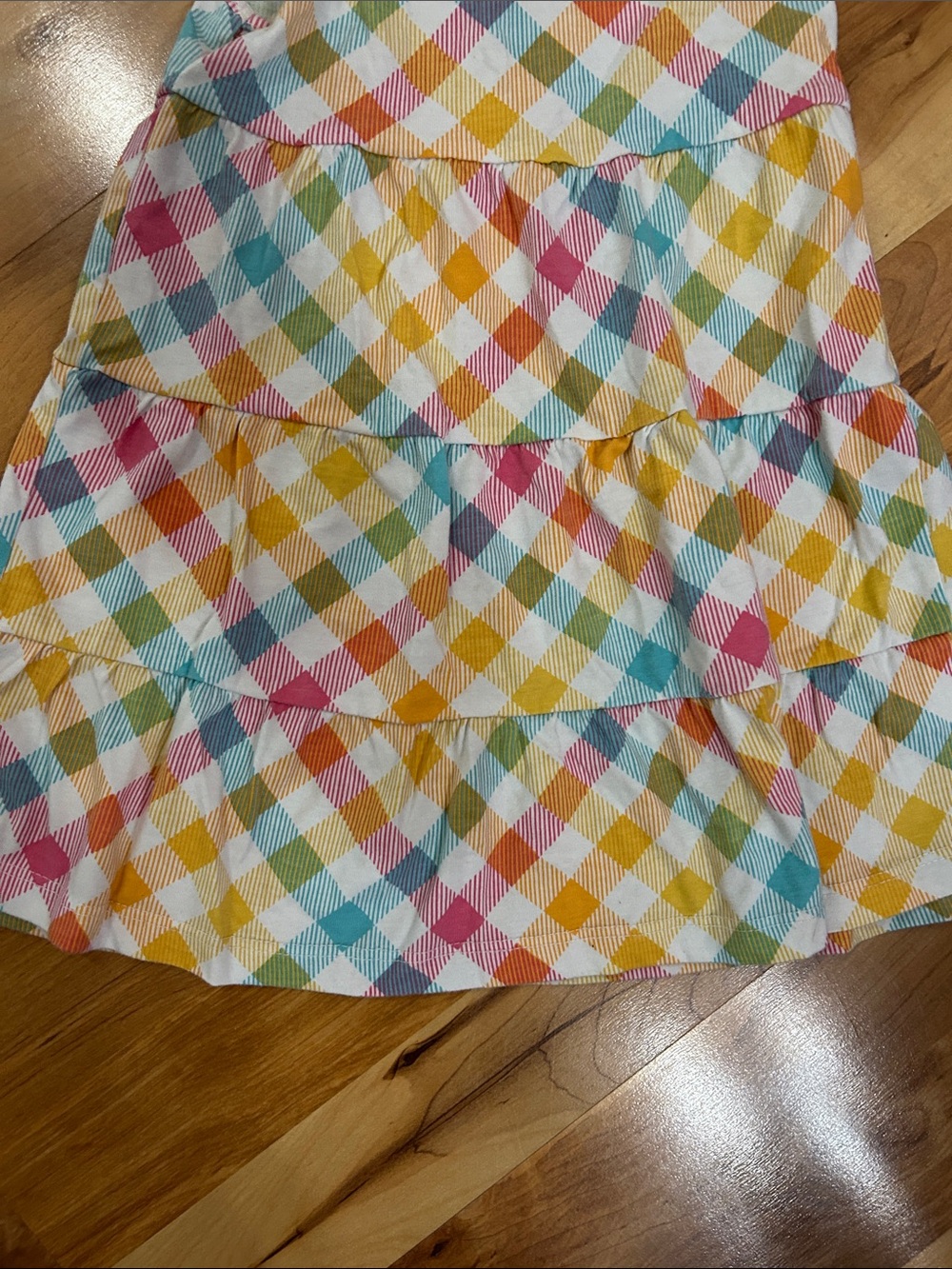 Planet Cotton Sleeveless Tiered Gingham Dress 3 T in Multicolor Check - Picture 4 of 6